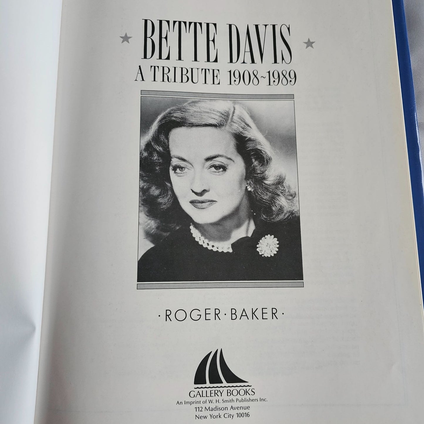 Bette Davis: A Tribute 1908-1989 Hardcover Book By Roger Baker