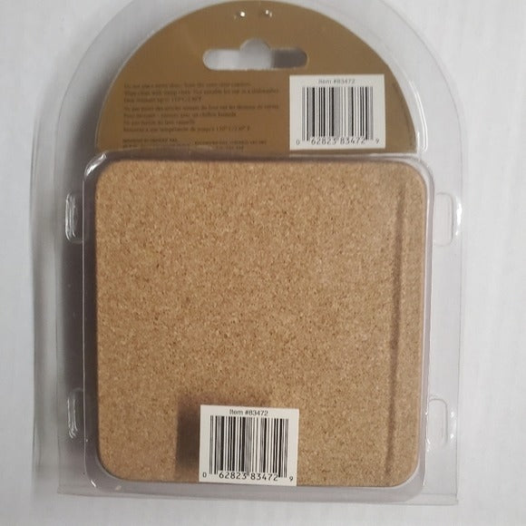 Art For The Table High-Quality Coaster Set Of 4 With Cork Back Pear Design Durable & Easy To Clean