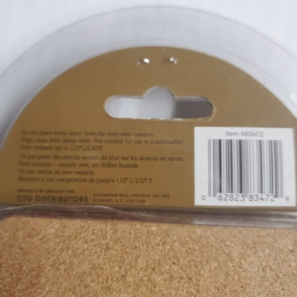 Art For The Table High-Quality Coaster Set Of 4 With Cork Back Pear Design Durable & Easy To Clean