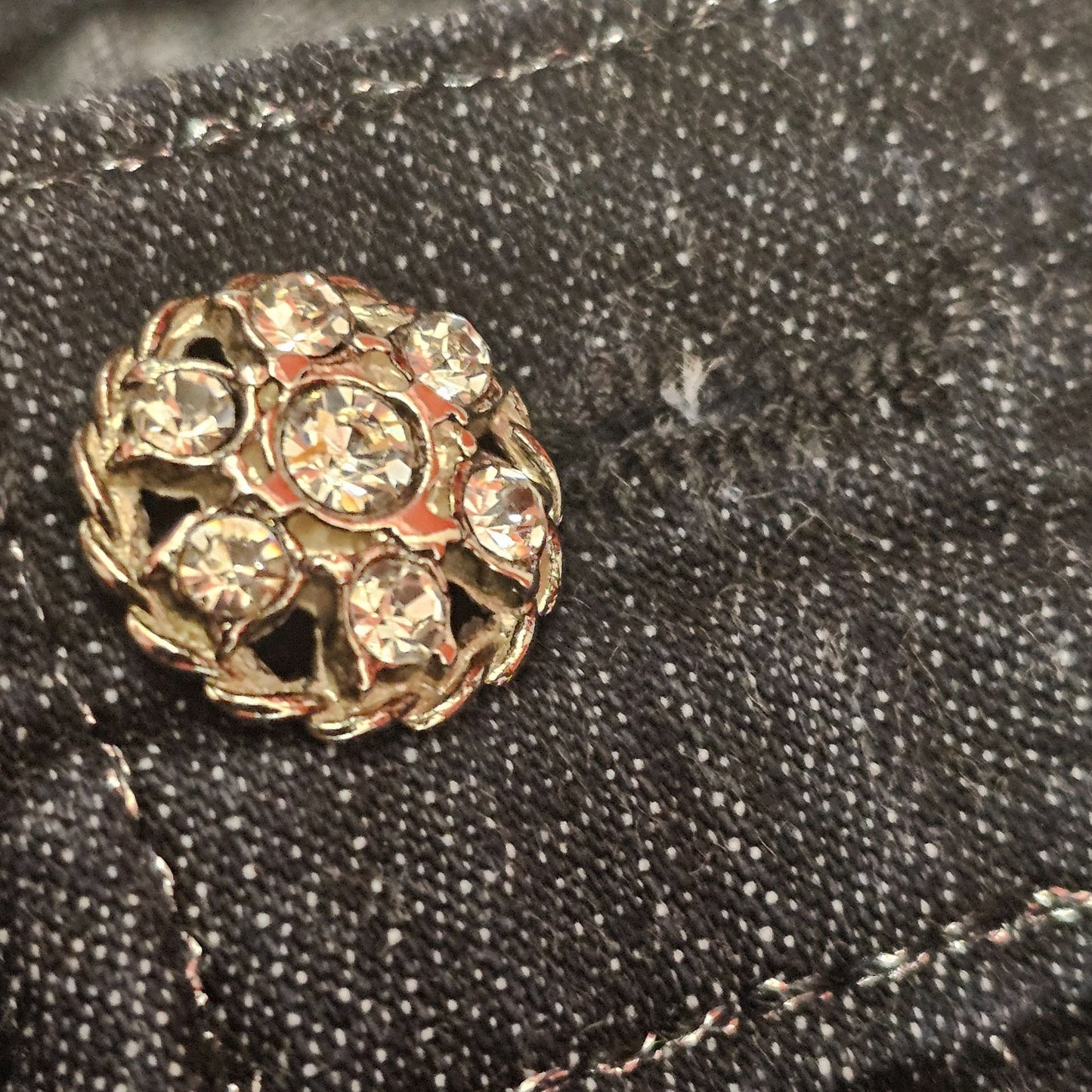 Vintage 1970s High-Waisted Dark wash Denim Jeans By Cybil & Marcy With Rhinestone Button Detail