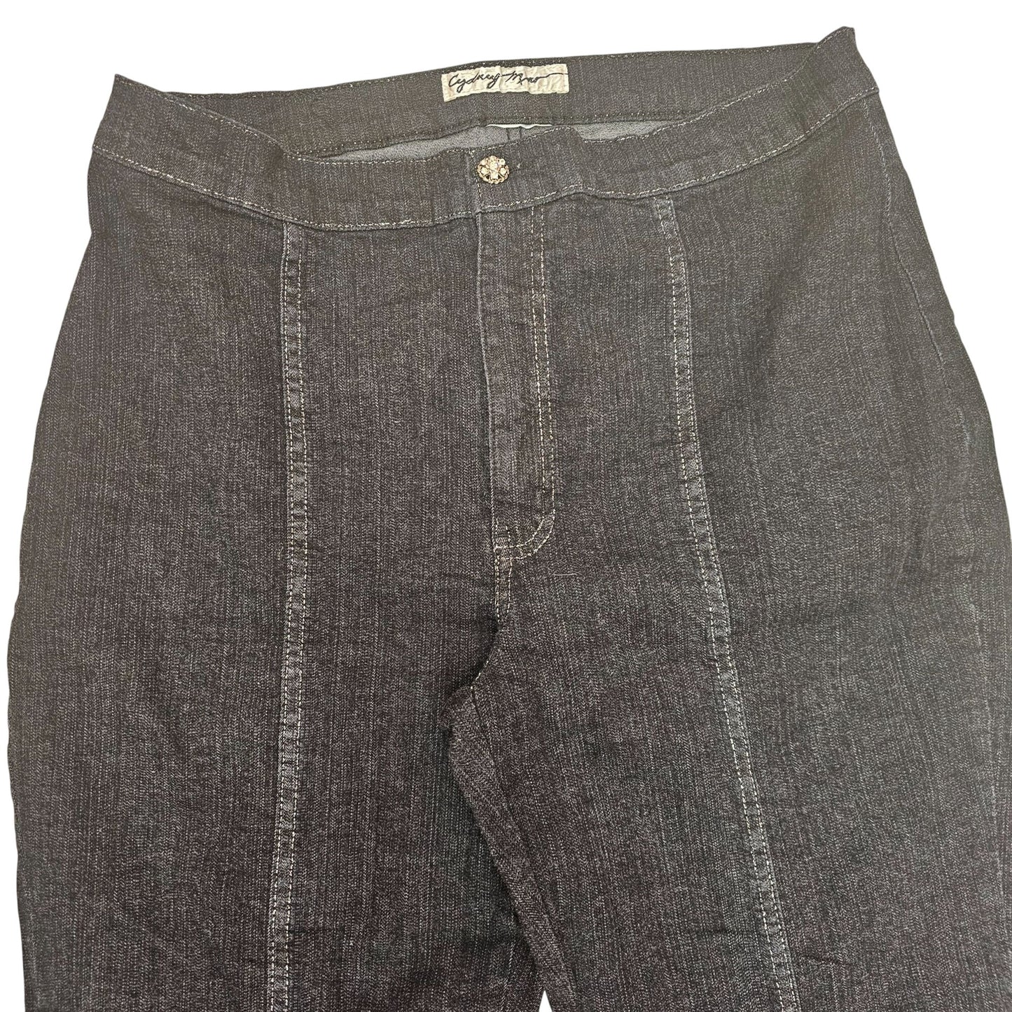 Vintage 1970s High-Waisted Dark wash Denim Jeans By Cybil & Marcy With Rhinestone Button Detail