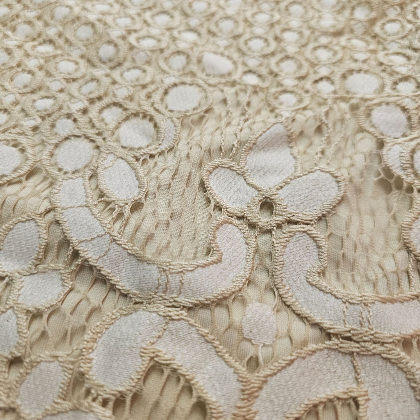 Isaac Mizrahi Live Womens Beige Floral Lace Top Bell Sleeves Size M