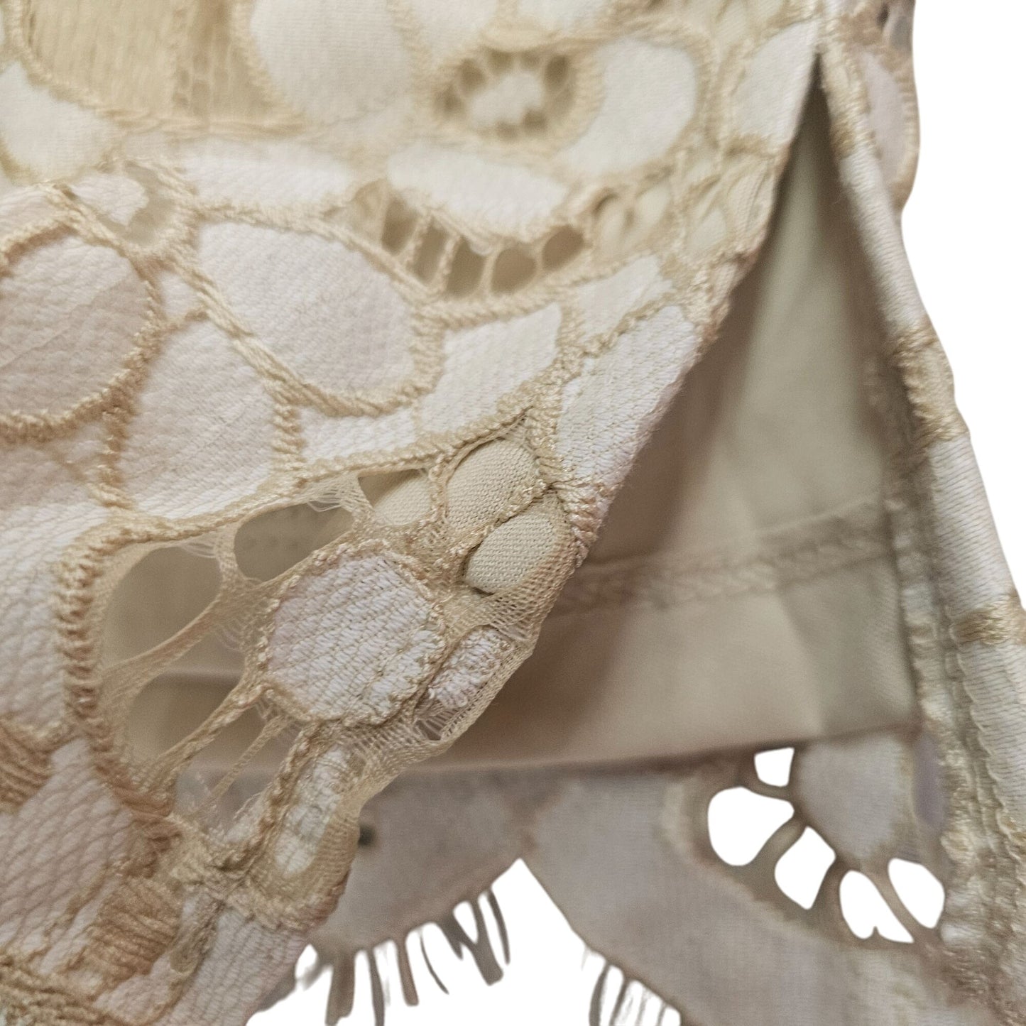 Isaac Mizrahi Live Womens Beige Floral Lace Top Bell Sleeves Size M