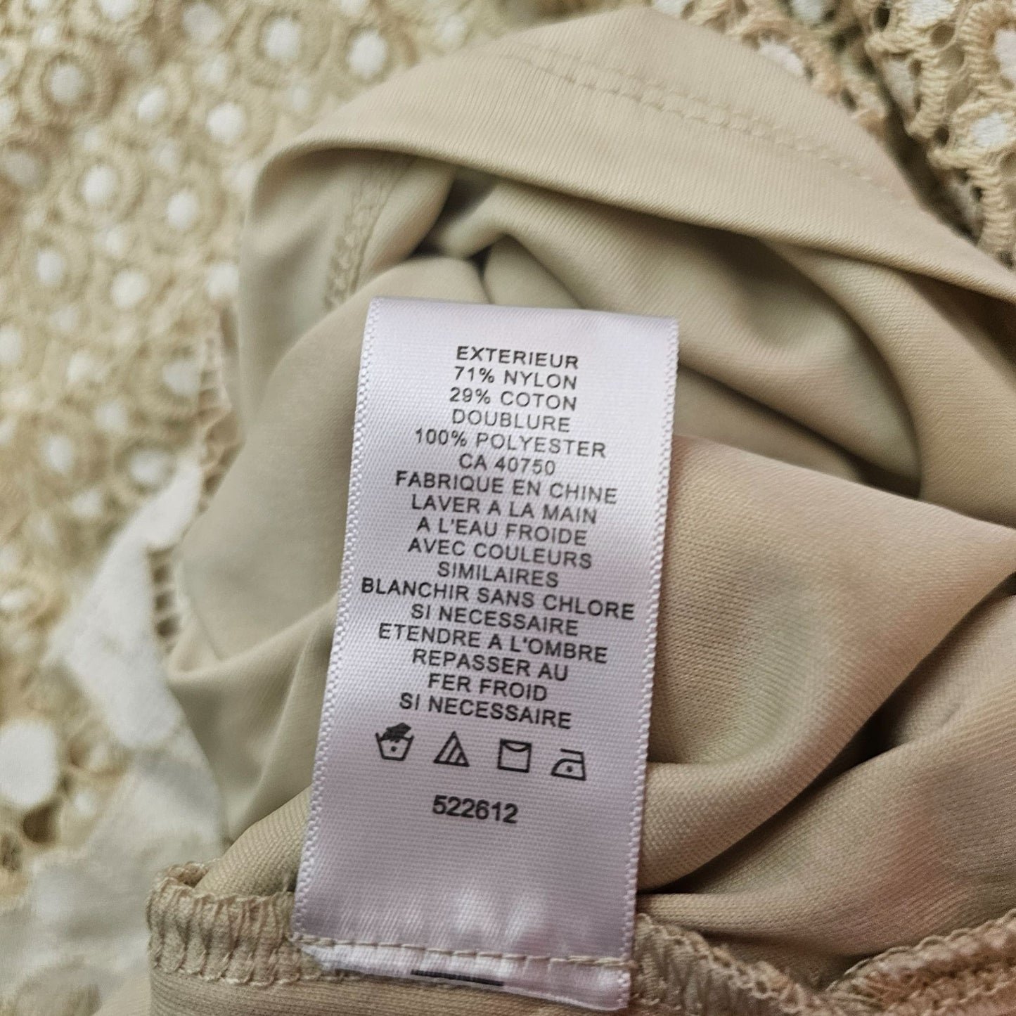 Isaac Mizrahi Live Womens Beige Floral Lace Top Bell Sleeves Size M